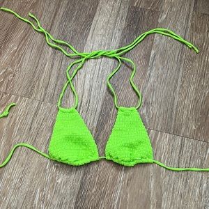 Neon green ruched swim top